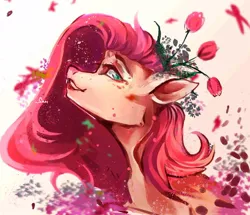 Size: 1258x1080 | Tagged: safe, artist:samarina, derpibooru import, fluttershy, pegasus, pony, female, flower, flower in hair, image, jpeg, mare, profile, solo