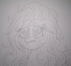 Size: 1993x1848 | Tagged: artist needed, safe, derpibooru import, pinkie pie, earth pony, pony, bust, crying, female, image, jpeg, lineart, mare, photo, sad, solo, traditional art