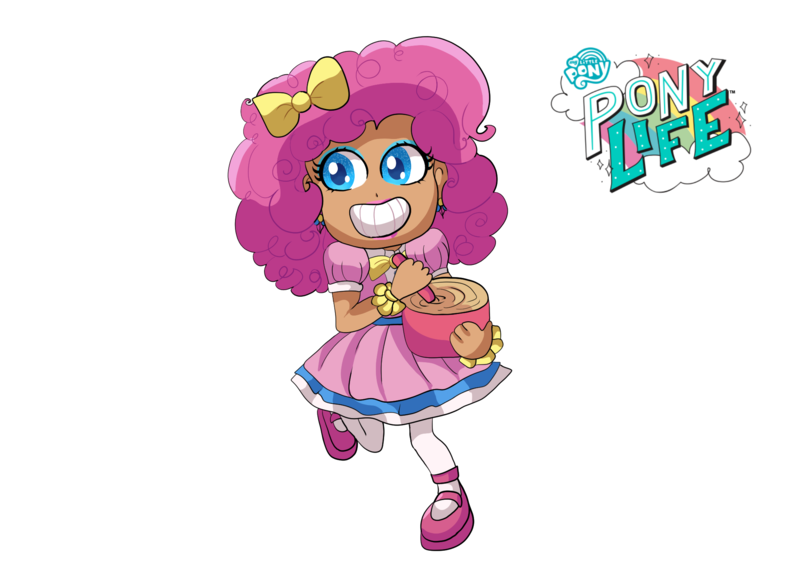 Size: 2039x1447 | Tagged: safe, artist:theladysknight, derpibooru import, pinkie pie, human, my little pony: pony life, alternate hairstyle, belt, bow, bowl, bowtie, bracelet, clothes, dough, dress, ear piercing, earring, eyeshadow, female, grin, hair bow, humanized, image, jewelry, lipstick, makeup, mary janes, piercing, png, shoes, simple background, skirt, smiling, socks, solo, spoon, stockings, thigh highs, transparent background, wooden spoon