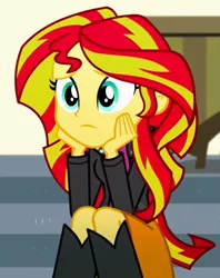 Size: 557x705 | Tagged: safe, derpibooru import, screencap, sunset shimmer, eqg summertime shorts, equestria girls, pet project, cropped, image, png, solo