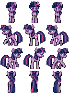 Size: 144x192 | Tagged: safe, artist:zeka10000, derpibooru import, twilight sparkle, pony, unicorn, eyebrows visible through hair, image, pixel art, png, rpg, rpg maker, rpg maker mv, rpg maker mz, rpg maker vx ace, simple background, sprite, sprite sheet, transparent background, true res pixel art, unicorn twilight