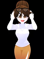 Size: 2448x3264 | Tagged: safe, artist:xan-gelx, derpibooru import, raven, human, unicorn, equestria girls, black background, blushing, brown eyes, brown hair, clothes, commission, cute, equestria girls-ified, female, glasses, glasses off, hair bun, humanized, image, jpeg, lineless, looking at you, meganekko, miniskirt, open clothes, open shirt, ravenbetes, rolled up sleeves, secretary, shirt, simple background, skirt, solo