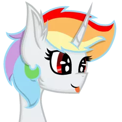 Size: 768x768 | Tagged: safe, artist:rainbow dash is best pony, derpibooru import, oc, oc:rainbowrio, unofficial characters only, alicorn, pony, alicorn oc, bleep, horn, image, png, simple background, solo, tongue out, transparent background, wings