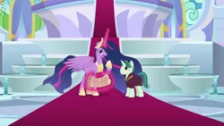 Size: 1920x1080 | Tagged: safe, derpibooru import, screencap, princess twilight 2.0, professor mossmane, professor mosstone, twilight sparkle, twilight sparkle (alicorn), alicorn, pony, unicorn, the last problem, female, image, male, mare, older, older twilight, png, stallion