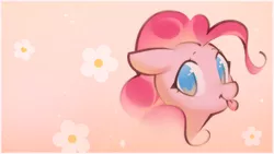 Size: 2142x1205 | Tagged: safe, alternate version, artist:mirroredsea, derpibooru import, pinkie pie, pony, :p, bust, cute, diapinkes, female, floppy ears, flower, image, jpeg, looking at you, mare, portrait, solo, tongue out
