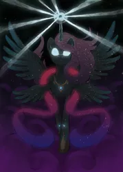 Size: 4000x5600 | Tagged: safe, artist:aritimas, derpibooru import, oc, unofficial characters only, alicorn, pony, seraph, seraphicorn, absurd resolution, alicorn oc, four wings, glowing eyes, horn, image, jpeg, multiple wings, solo, spread wings, wings