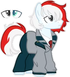 Size: 934x1023 | Tagged: safe, artist:kurosawakuro, derpibooru import, oc, earth pony, pony, unicorn, clothes, image, jacket, male, png, simple background, solo, stallion, transparent background