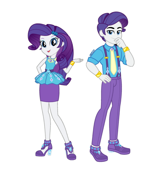 Size: 1316x1448 | Tagged: safe, artist:orin331, derpibooru import, edit, rarity, equestria girls, equestria girls series, bedroom eyes, bracelet, clothes, elusive, equestria guys, female, geode of shielding, hand on hip, hand over mouth, handsome, high heels, image, jewelry, legs, looking at you, magical geodes, male, necktie, pants, png, r63 paradox, rule 63, self paradox, shoes, simple background, skirt, smiling, smirk, suspenders, transparent background