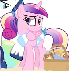 Size: 1106x1141 | Tagged: safe, artist:dm29, derpibooru import, princess cadance, shining armor, basket, bedroom eyes, bikini, clothes, cropped, image, png, simple background, solo focus, sunscreen, swimsuit, teen princess cadance, teen shining armor, transparent background