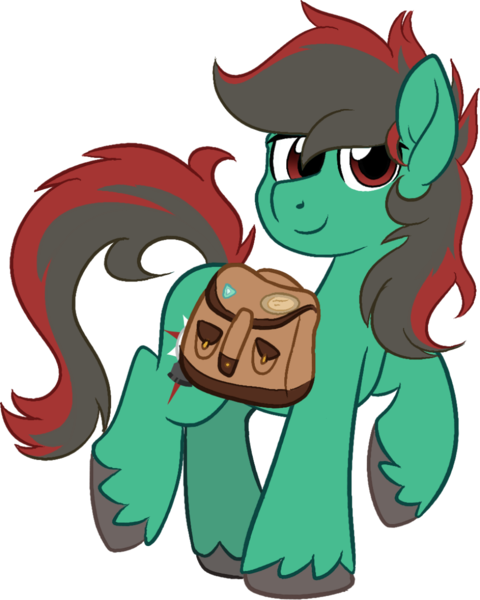 Size: 959x1200 | Tagged: safe, artist:binkyt11, derpibooru import, oc, oc:forest farseer, unofficial characters only, earth pony, pony, derpibooru community collaboration, 2021 community collab, bag, balancing, derpibooru exclusive, image, looking at you, male, png, raised hoof, saddle bag, simple background, solo, stallion, transparent background, unshorn fetlocks