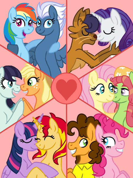 Size: 450x600 | Tagged: safe, artist:spyro-for-life, derpibooru import, applejack, capper dapperpaws, cheese sandwich, coloratura, fluttershy, night glider, pinkie pie, rainbow dash, rarity, sunset shimmer, tree hugger, twilight sparkle, alicorn, earth pony, pegasus, pony, unicorn, my little pony: the movie, capperity, cheesepie, female, flutterhugger, heart, image, lesbian, male, mane six, nightdash, png, rarajack, shipping, straight, sunsetsparkle