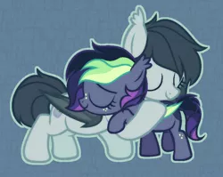 Size: 830x660 | Tagged: safe, artist:equmoria, derpibooru import, oc, oc:swamp flower, oc:tacca chantrieri, unofficial characters only, bat pony, pony, base used, bat pony oc, bat wings, cute, duo, eyes closed, female, filly, freckles, hug, image, mare, mother and child, mother and daughter, png, smiling, wings