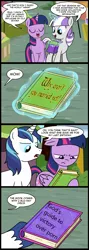 Size: 713x2000 | Tagged: safe, artist:madmax, derpibooru import, edit, shining armor, twilight sparkle, twilight sparkle (alicorn), twilight velvet, alicorn, unicorn, bad edit, book, comic, image, mothers gonna mother, png, speech bubble