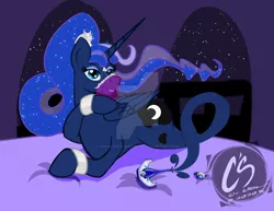 Size: 1024x792 | Tagged: safe, artist:adhiguna, artist:johnathon-matthews, derpibooru import, princess luna, alicorn, genie, genie pony, pony, bed, bottle, bracelet, deviantart watermark, geniefied, image, jewelry, jpeg, obtrusive watermark, veil, watermark