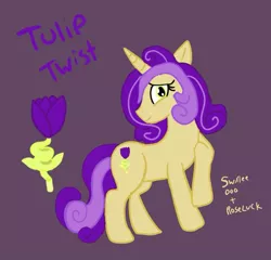 Size: 939x901 | Tagged: safe, artist:thatknuxandsilverfan, author:bigonionbean, derpibooru import, roseluck, oc, oc:swirlee doo, oc:tulip twist, earth pony, pony, unicorn, commissioner:bigonionbean, cutie mark, fusion, fusion:tulip twist, image, jpeg