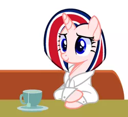 Size: 1120x1024 | Tagged: safe, artist:thieeur-nawng, derpibooru import, ponified, pony, unicorn, base used, clothes, cup, eyelashes, image, nation ponies, png, simple background, sitting, solo, teacup, united kingdom, white background