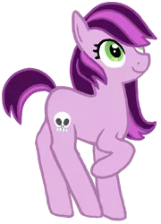 Size: 749x1040 | Tagged: safe, artist:catachromatic, derpibooru import, earth pony, pony, background pony, derpibooru exclusive, g4.5 to g4, green eyes, image, lilith (character), png, simple background, skull cutie mark, solo, transparent background