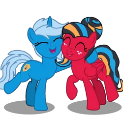 Size: 1172x1098 | Tagged: safe, artist:lynnthenerdkitty, derpibooru import, ponified, pegasus, pony, unicorn, base used, best friends, cheek to cheek, chromia, duo, duo female, eyes closed, female, hug, image, png, raised hoof, simple background, smiling, transformers, transparent background, windblade