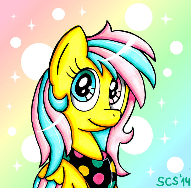 Size: 2021x1995 | Tagged: safe, artist:spacecat-studios, derpibooru import, oc, oc:color dots, unofficial characters only, pegasus, pony, bust, colored wings, female, heterochromia, image, jpeg, looking at you, mare, multicolored hair, multicolored wings, pegasus oc, portrait, smiling, solo, wings