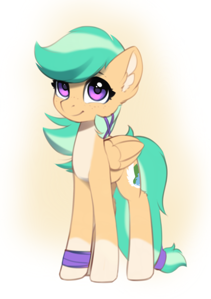 Size: 1699x2399 | Tagged: safe, artist:freeedon, derpibooru import, oc, oc:summer ray, unofficial characters only, pegasus, pony, colored pinnae, ear fluff, image, looking at you, pale belly, png, smiling, socks (coat marking), solo