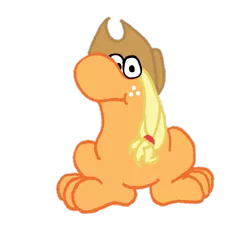 Size: 887x887 | Tagged: safe, alternate version, artist:artevi, derpibooru import, applejack, candy, food, image, nerds, not salmon, png, species swap, wat