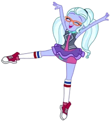 Size: 1472x1650 | Tagged: safe, artist:gmaplay, derpibooru import, sugarcoat, dance magic, equestria girls, spoiler:eqg specials, clothes, converse, cute, dancing, eyes closed, happy, image, missing accessory, open mouth, png, shoes, simple background, smiling, socks, solo, sugarcute, transparent background