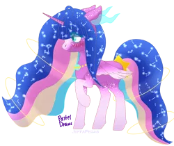 Size: 3750x3150 | Tagged: safe, artist:pasteldraws, derpibooru import, oc, oc:princess nova, alicorn, pony, base used, blushing, constellation, cute, flowing mane, flowing tail, freckles, glow, image, jewelry, nexgen, next generation, planet, png, princess, redraw, ring, simple background, solo, souls, space, space princess, stars, transparent background