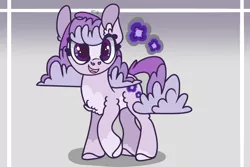 Size: 2388x1598 | Tagged: safe, artist:caramelbolt24, derpibooru import, oc, unofficial characters only, earth pony, pony, abstract background, chest fluff, colored hooves, ear fluff, earth pony oc, female, image, jpeg, magical lesbian spawn, mare, offspring, parent:pinkie pie, parent:rarity, parents:raripie, raised hoof, reference sheet, signature, solo