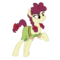 Size: 3084x3088 | Tagged: safe, artist:three uncle, derpibooru import, hilly hooffield, earth pony, pony, the hooffields and mccolts, background pony, bow, clothes, female, hair bow, hooffield family, image, mare, pigtails, png, pose, simple background, solo, vector