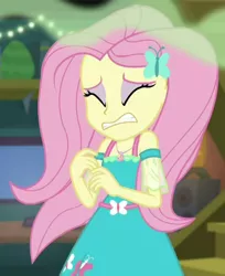 Size: 762x936 | Tagged: safe, derpibooru import, screencap, fluttershy, costume conundrum, costume conundrum: sunset shimmer, equestria girls, equestria girls series, spoiler:eqg series (season 2), cropped, eyes closed, female, geode of fauna, image, magical geodes, png, solo