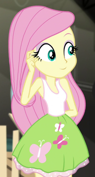 Size: 328x614 | Tagged: safe, derpibooru import, screencap, fluttershy, equestria girls, movie magic, spoiler:eqg specials, cropped, cute, image, png, shyabetes, sleeveless, solo