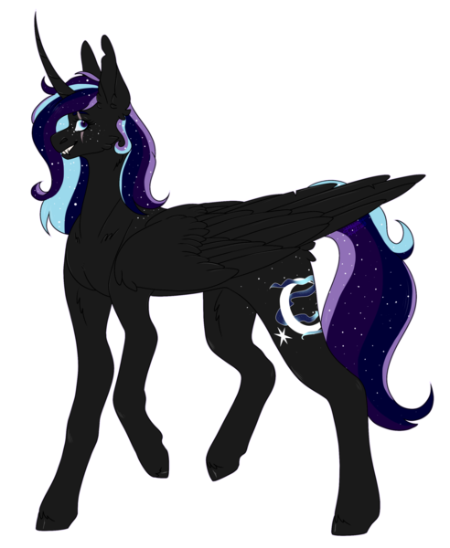 Size: 2265x2761 | Tagged: safe, artist:amcirken, derpibooru import, oc, oc:galaxy night, alicorn, pony, female, image, mare, png, simple background, solo, transparent background