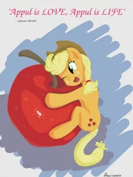 Size: 1200x1600 | Tagged: safe, artist:nucke23, derpibooru import, applejack, oc, 4chan, apple, cute, drawthread, f, food, image, jackabetes, nucke23, png, that pony sure does love apples
