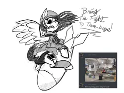 Size: 1600x1200 | Tagged: suggestive, artist:thebathwaterhero, derpibooru import, oc, oc:photo bomb, pegasus, 11-54, bomb, image, pegasus oc, png, team fortress 2, weapon, wings