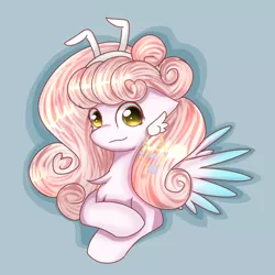 Size: 1080x1080 | Tagged: safe, artist:starflashing twinkle, derpibooru import, oc, pegasus, bunny ears, cute, hairpin, headband, image, jewels, looking at you, png, simple background, solo, wings