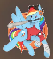 Size: 5776x6411 | Tagged: safe, artist:almond evergrow, derpibooru import, rainbow dash, pegasus, pony, baseball bat, crossover, image, mouth hold, parody, png, rainbow scout, scout, team fortress 2