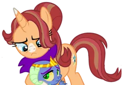 Size: 1280x880 | Tagged: safe, artist:venomous-cookietwt, derpibooru import, oc, unofficial characters only, dragon, pony, unicorn, female, image, mare, offspring, parent:princess ember, parent:spike, parent:starlight glimmer, parent:sunburst, parents:emberspike, parents:starburst, png, show accurate, simple background, transparent background