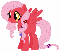 Size: 457x399 | Tagged: safe, artist:kandy918, artist:selenaede, derpibooru import, oc, oc:melrose blossom, pegasus, pony, blank flank, female, filly, flower, flower in hair, freckles, heart freckles, image, offspring, parent:big macintosh, parent:fluttershy, parents:fluttermac, pegasus oc, png, simple background, solo, white background, wings