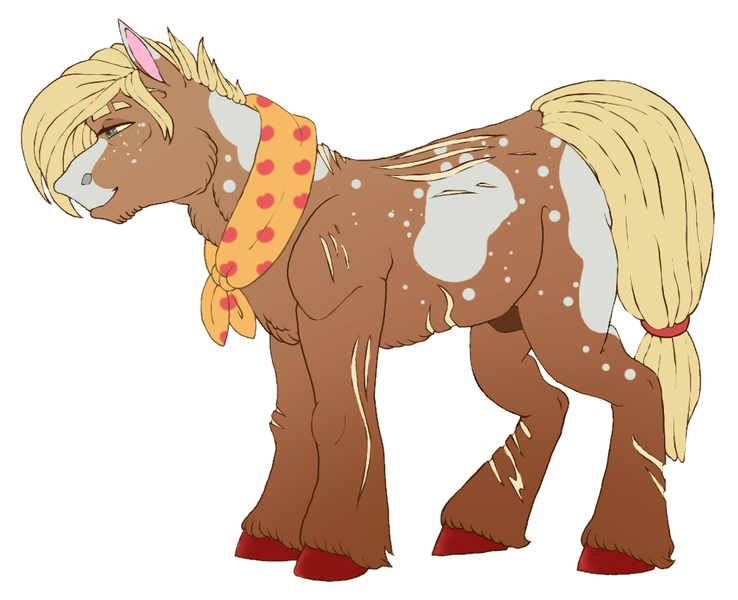 Size: 1006x818 | Tagged: safe, artist:corisodapop, derpibooru import, applejack, pony, alternate design, applejack (male), image, nudity, png, rule 63, scar, sheath, simple background, solo, white background