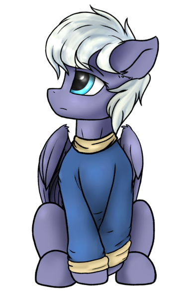 Size: 816x1296 | Tagged: artist needed, safe, derpibooru import, oc, unofficial characters only, pegasus, pony, derpibooru community collaboration, 2021 community collab, clothes, female, image, looking up, mare, png, simple background, sitting, solo, sweater, transparent background, wings