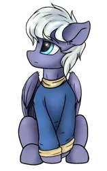 Size: 816x1296 | Tagged: artist needed, safe, derpibooru import, oc, unofficial characters only, pegasus, pony, derpibooru community collaboration, 2021 community collab, clothes, female, image, looking up, mare, png, simple background, sitting, solo, sweater, transparent background, wings