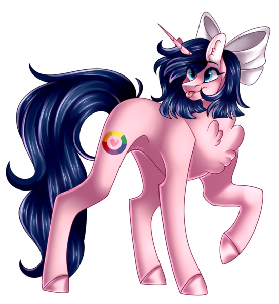 Size: 2288x2492 | Tagged: safe, artist:saltycatt, derpibooru import, oc, oc:crackerjack, pony, unicorn, bow, female, hair bow, image, mare, png, simple background, solo, transparent background