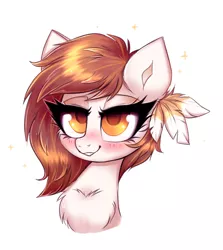 Size: 1664x1863 | Tagged: safe, artist:confetticakez, derpibooru import, oc, oc:raven sun, unofficial characters only, earth pony, pony, blushing, chest fluff, female, image, lidded eyes, mare, png, simple background, solo, white background