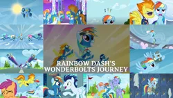 Size: 1987x1117 | Tagged: safe, derpibooru import, edit, edited screencap, editor:quoterific, screencap, bow hothoof, candy cloud, fire streak, high winds, lightning streak, misty fly, monsoon season, rainbow dash, scootaloo, silver lining, silver zoom, soarin', spike, spitfire, storm chaser, surprise, swift vanilla, twilight sparkle, updraft, wave chill, wind rider, windy whistles, grannies gone wild, newbie dash, parental glideance, rarity investigates, secret of my excess, sonic rainboom (episode), testing testing 1-2-3, the best night ever, the last problem, the washouts (episode), wonderbolts academy, aviator goggles, bomber jacket, clothes, compilation, goggles, image, jacket, older, older rainbow dash, png, uniform, wonderbolts uniform