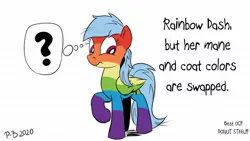 Size: 1200x675 | Tagged: safe, artist:pony-berserker, derpibooru import, rainbow dash, donut steel, image, jpeg, pony-berserker's twitter sketches, solo, something is not right, wat