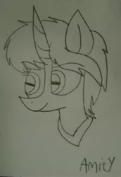 Size: 2544x3688 | Tagged: safe, artist:muhammad yunus, derpibooru import, ponified, pony, unicorn, >:), aelita schaeffer, code lyoko, drawing, female, image, jpeg, mare, pencil drawing, photo, smiling, solo, traditional art