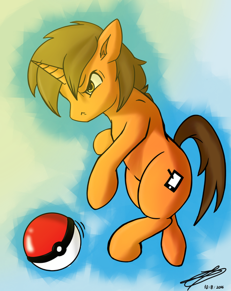 Size: 2656x3333 | Tagged: safe, artist:elendichelipse, artist:thefloatingtree, artist:whoovespon3, derpibooru import, oc, oc:digital sketch, unofficial characters only, pony, collaboration, image, png, pokéball, pokémon, throwing