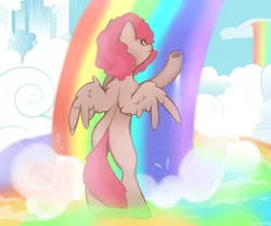 Size: 6000x5000 | Tagged: safe, artist:laymy, derpibooru import, oc, unofficial characters only, pegasus, pony, absurd resolution, cloud, image, liquid rainbow, not pinkie pie, png, rainbow waterfall, solo