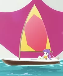 Size: 470x569 | Tagged: safe, derpibooru import, screencap, starlight, equestria girls, background human, clothes, image, jpeg, lifejacket, sailboat, solo, swimsuit, windsurfing