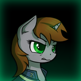 Size: 160x160 | Tagged: safe, artist:dipfanken, derpibooru import, editor:fluttershyisnot adoormat, oc, oc:littlepip, unicorn, fallout equestria, game: fallout equestria: remains, angry, bust, cropped, gradient background, image, png, portrait